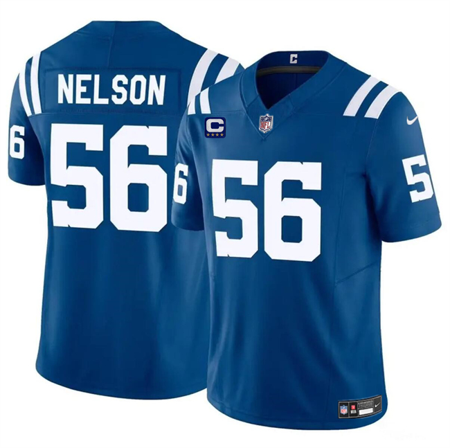 Men's Indianapolis Colts #56 Quenton Nelson Blue 2024 F.U.S.E. With 4-Star C Patch Vapor Limited Football Stitched Jersey